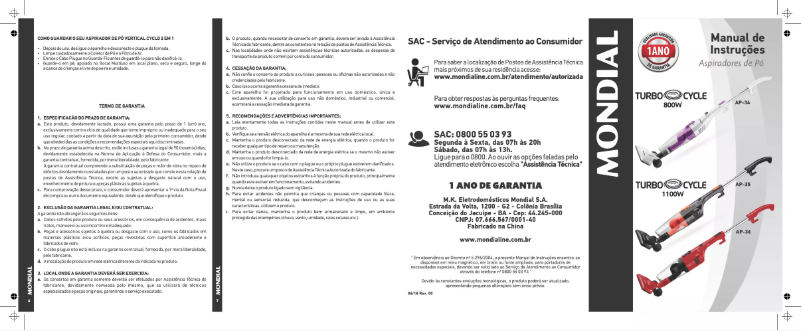 Page 1 de la notice Manuel utilisateur Mondial Turbo Cycle AP-36