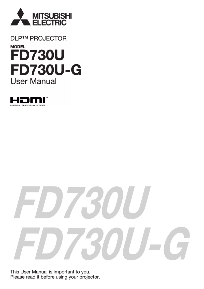 Page 1 de la notice Manuel utilisateur Mitsubishi FD730U