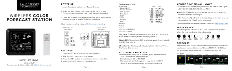 Página 1 del manual Guía de inicio rápido La Crosse Technology 308-1416V2