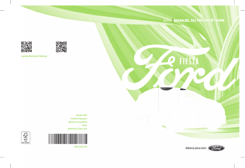 Page n°1 - Manuel utilisateur Ford Fiesta (2017)