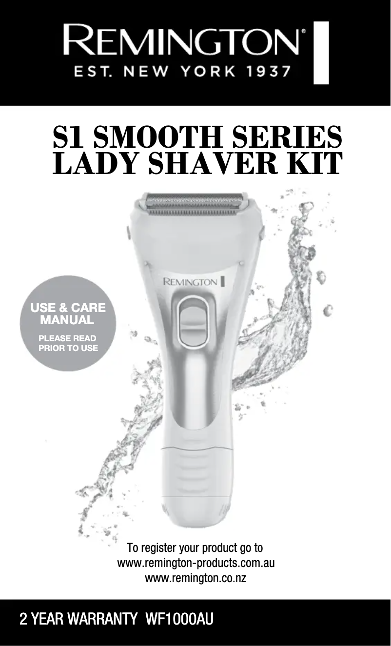 Page 1 de la notice Manuel utilisateur Remington Smooth S1 Lady Shaver WF1000AU