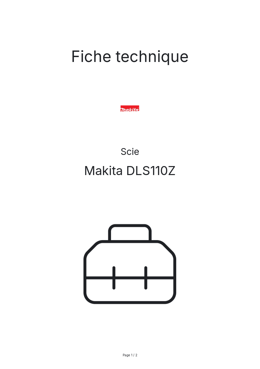 Page n°1 - Fiche technique Makita DLS110Z