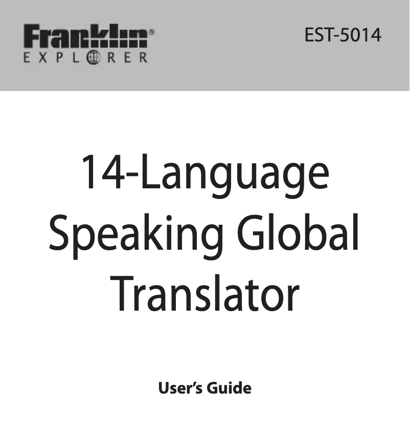 Image de la première page du manuel de l'appareil EST-5014