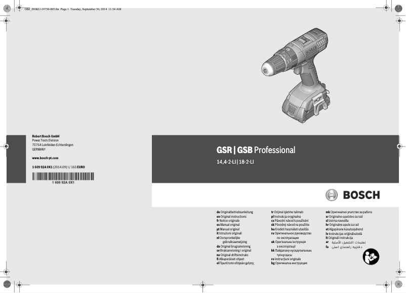 Page n°1 - Manuel utilisateur Bosch GSB 18 V-21 Professional