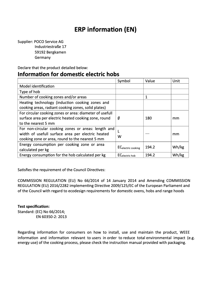 Page 1 de la notice Fiche technique Emerio HP-108922.1