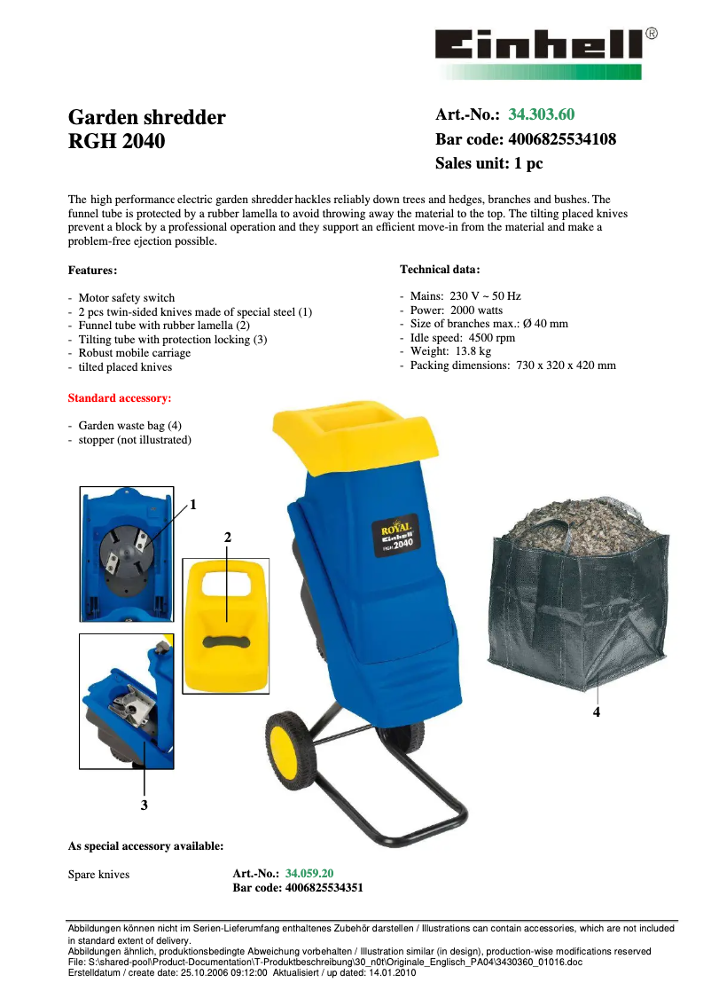 Page n°1 - Manuel utilisateur Einhell Royal RGH 2040