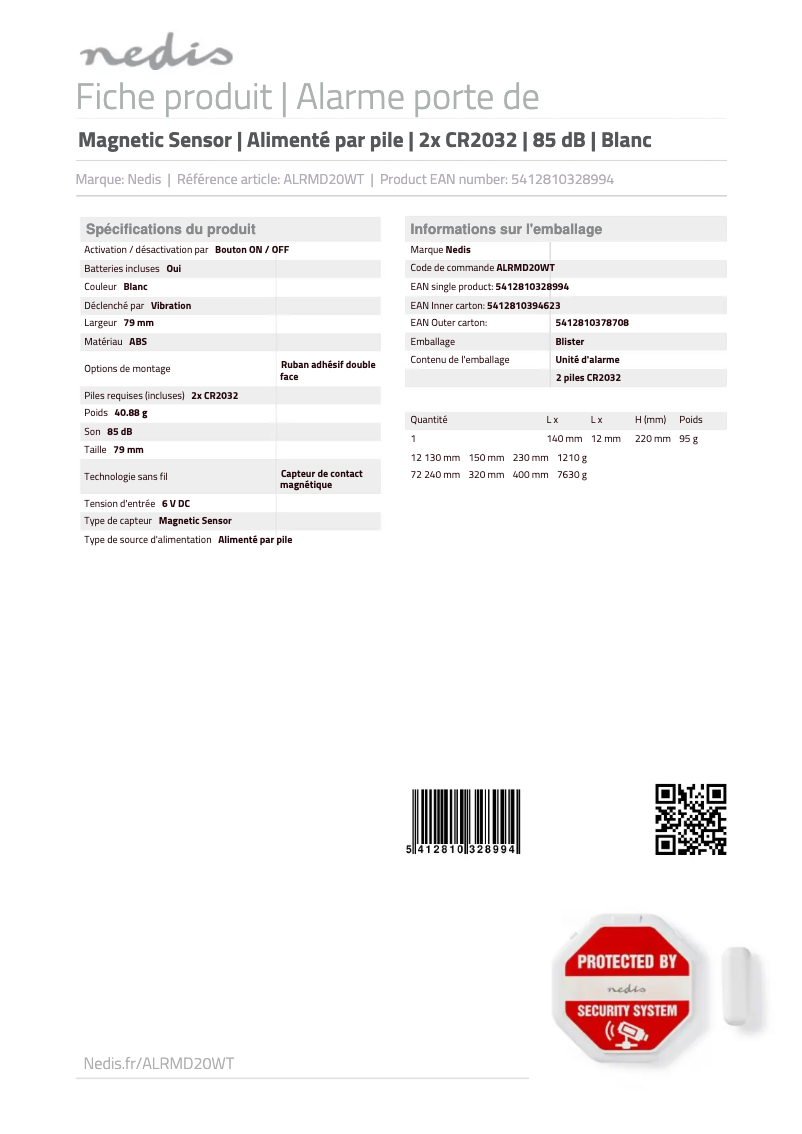 Image de la première page du manuel de l'appareil ALRMD20WT