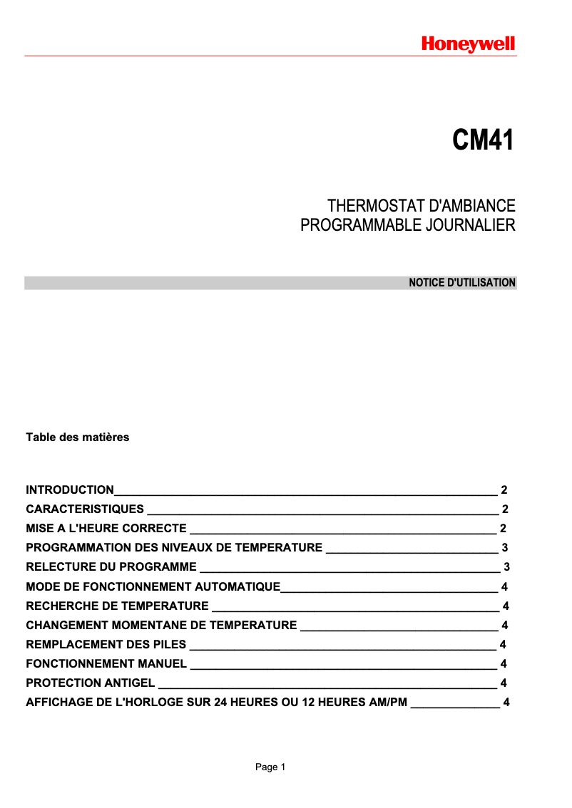 Image de la première page du manuel de l'appareil CM41