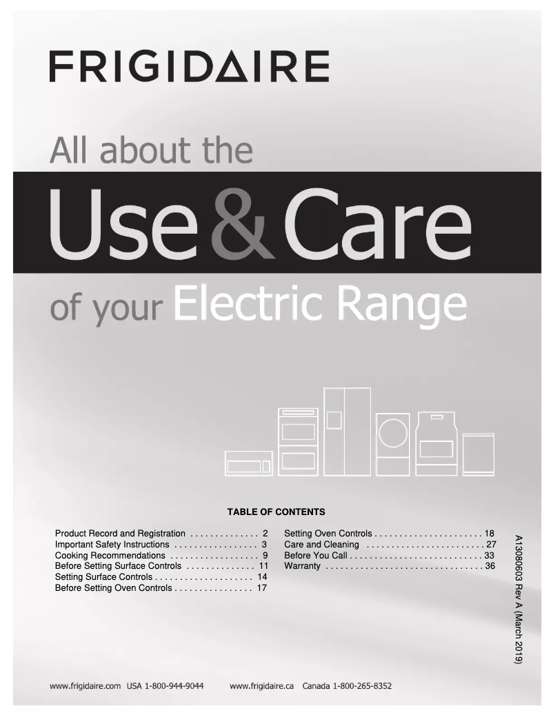Page n°1 - Manuel utilisateur Frigidaire FFEH3051VS