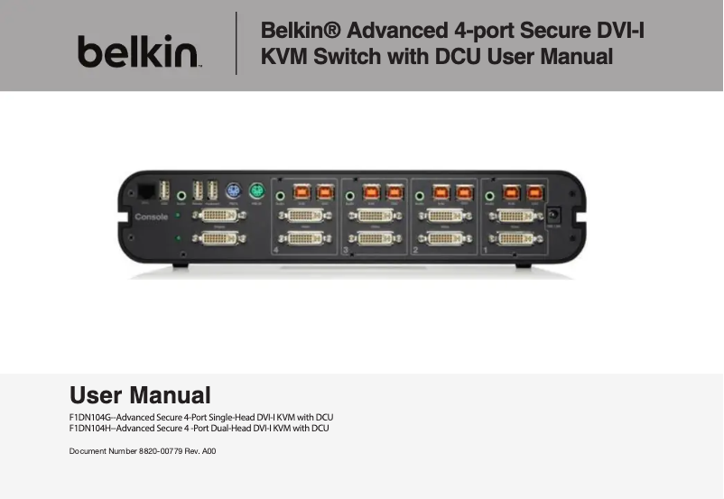 Page 1 de la notice Manuel utilisateur Belkin F1DN104G