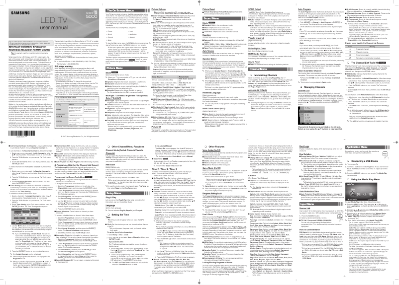 Page 1 de la notice Manuel utilisateur Samsung UN49J5000AF