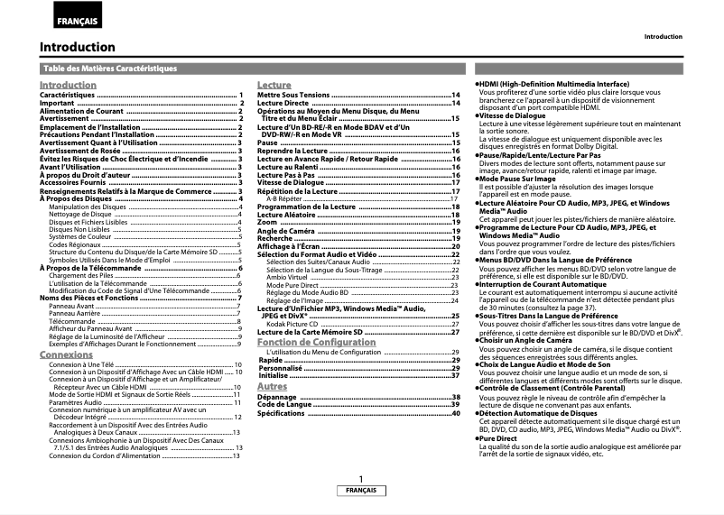 Page n°1 - Mode d'emploi Marantz BD8002