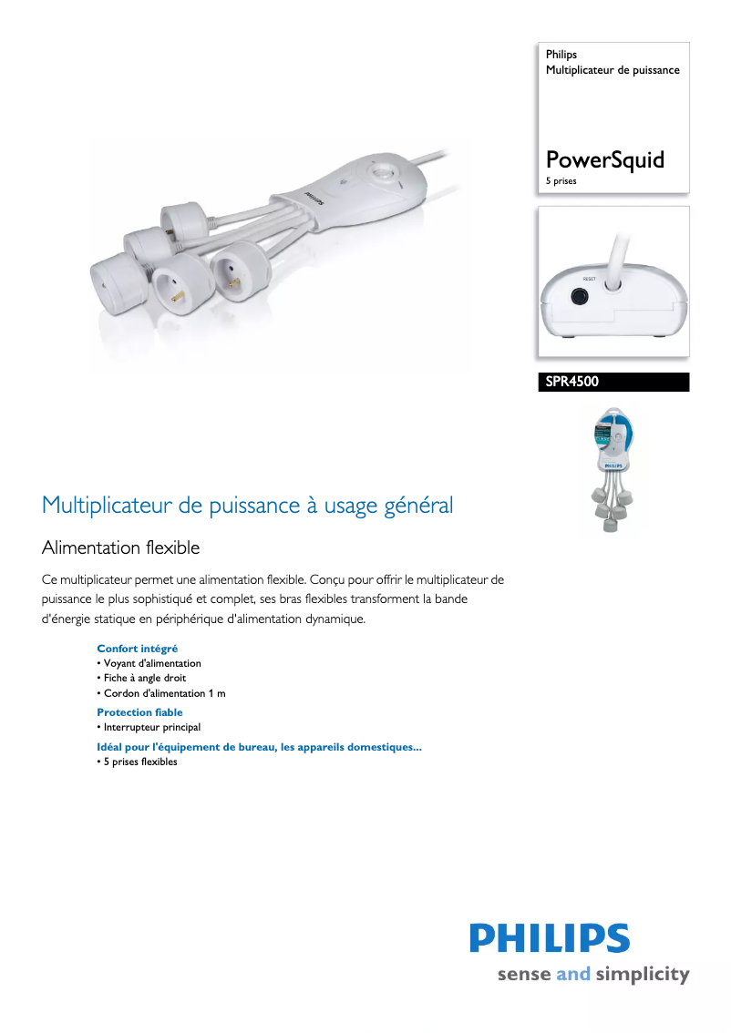 Page 1 de la notice Fiche technique Philips SPR4500