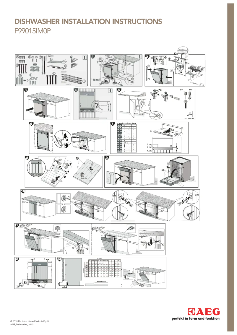 Page n°1 - Guide d'installation AEG F99015IM0P