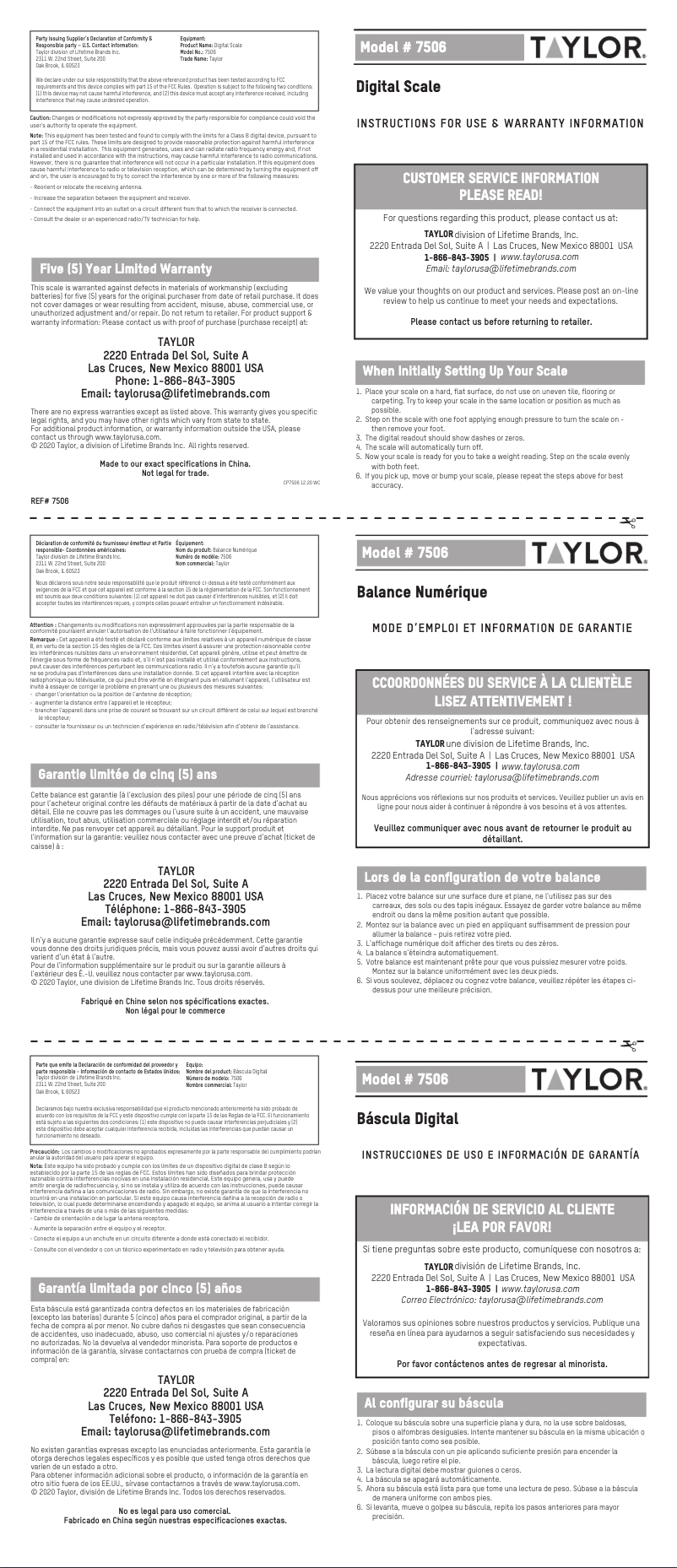 Page 1 de la notice Manuel utilisateur Taylor 75064192