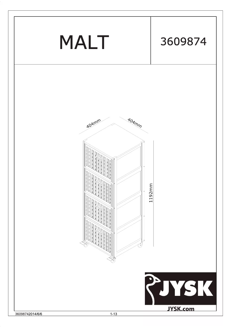 Page n°1 - Manuel utilisateur JYSK Malt (40x115x40)