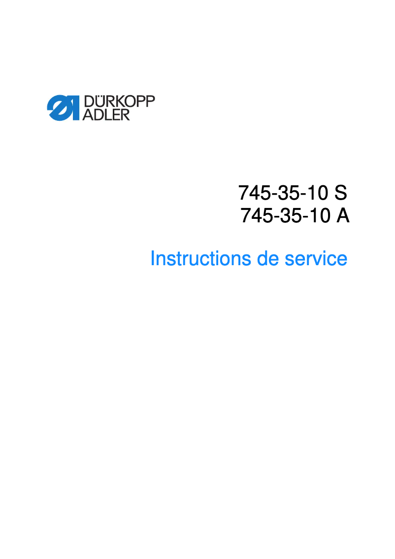 Page n°1 - Manuel utilisateur Dürkopp Adler 745