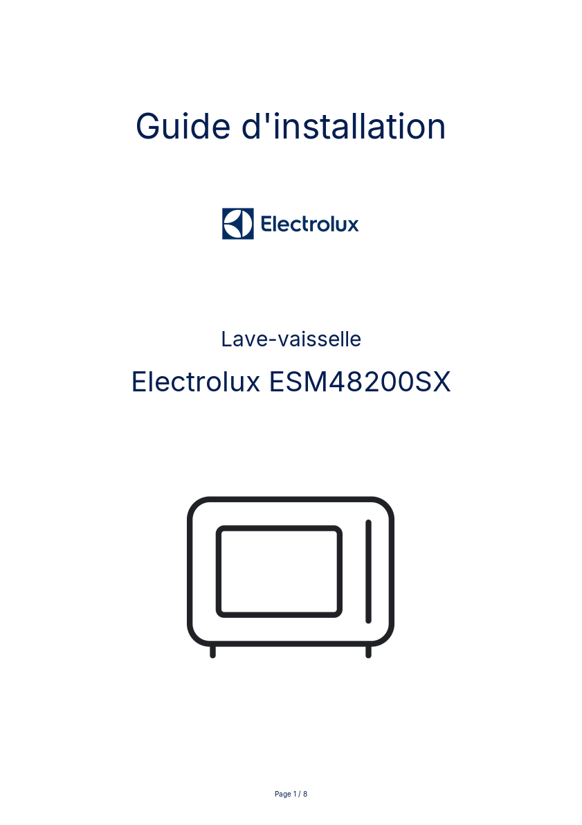 Image de la première page du manuel de l'appareil ESM48200SX