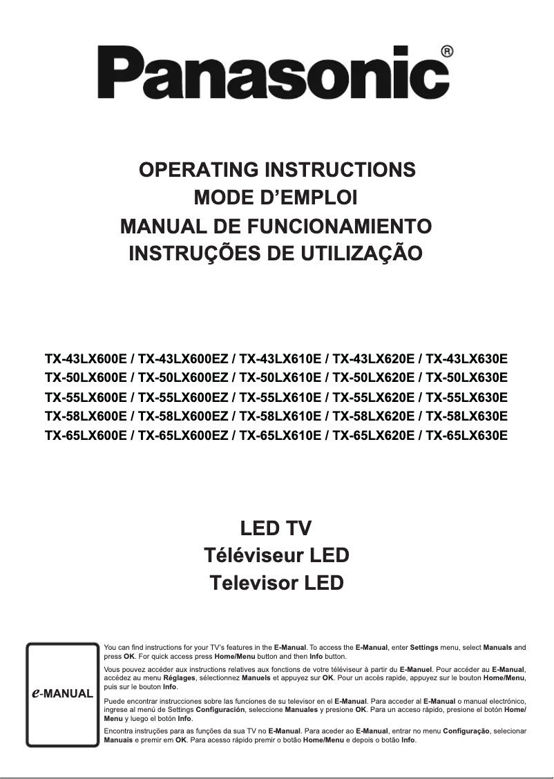 Imagen de la primera página del manual del dispositivo TX-43LX600E