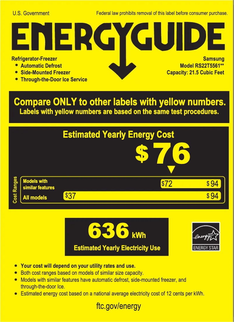 Page n°1 - Label énergétique Samsung RS22T5561SG/AA