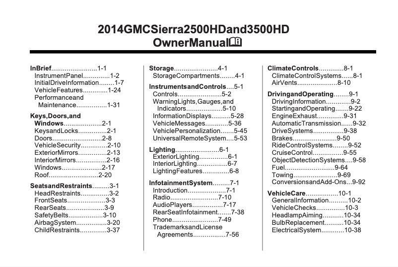First page image of the manual for Sierra 2500HD