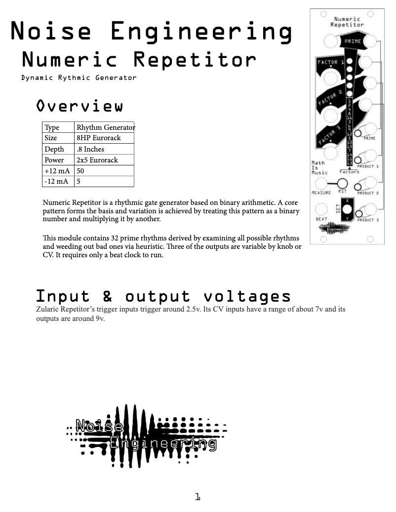 Image de la première page du manuel de l'appareil Numeric Repetitor