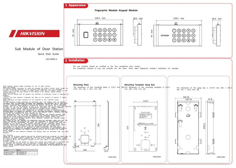 Página 1 del manual Manual de usuario Hikvision DS-KDM9633-KP