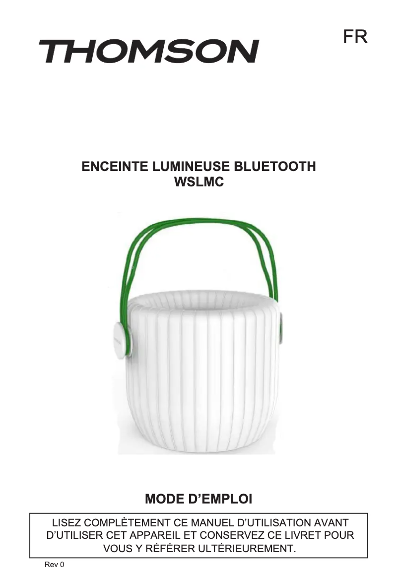 Page 1 de la notice Manuel utilisateur Thomson WSLMC