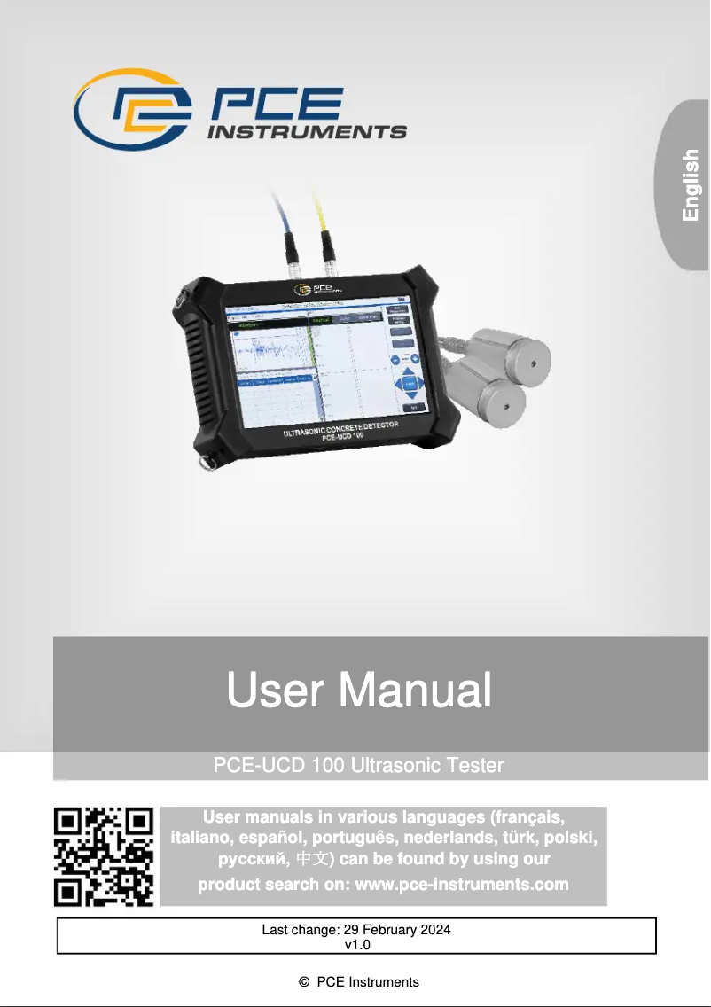 Page n°1 - Manuel utilisateur PCE Instruments PCE-UCD 100