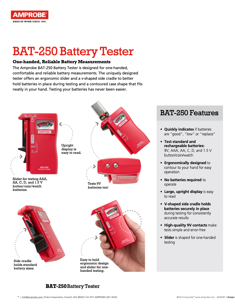 Page n°1 - Manuel utilisateur Amprobe BAT-250