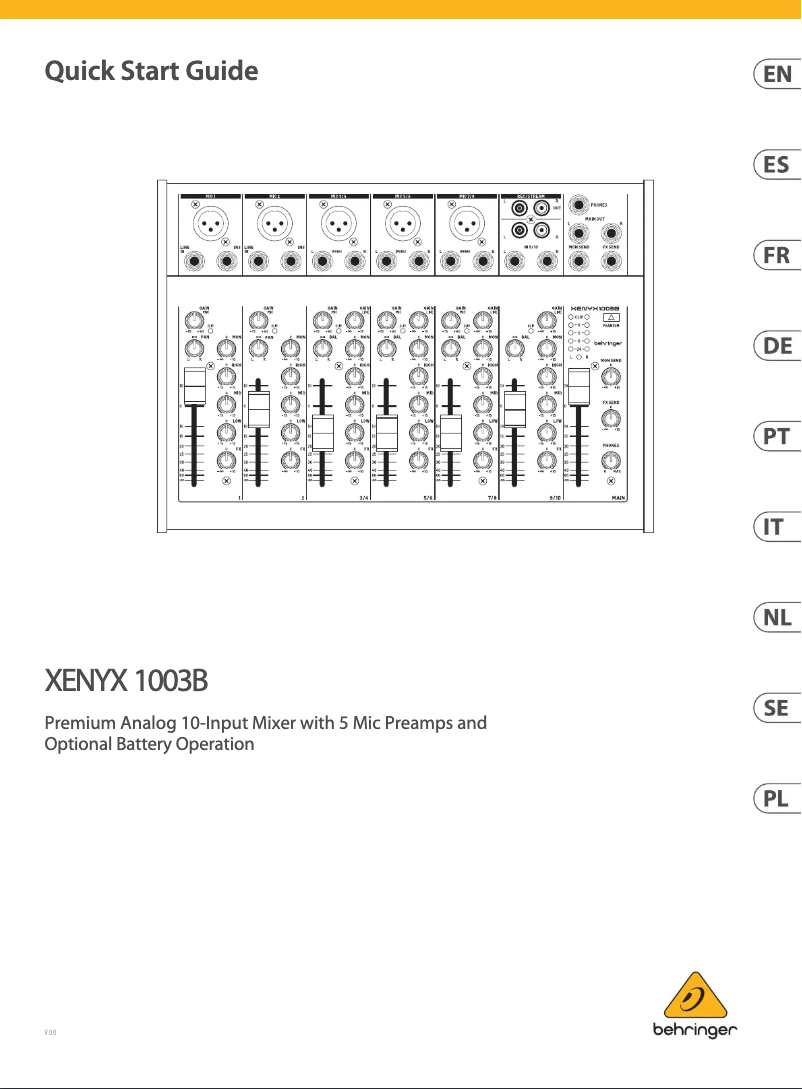 Page 1 de la notice Manuel utilisateur Behringer XENYX 1003B