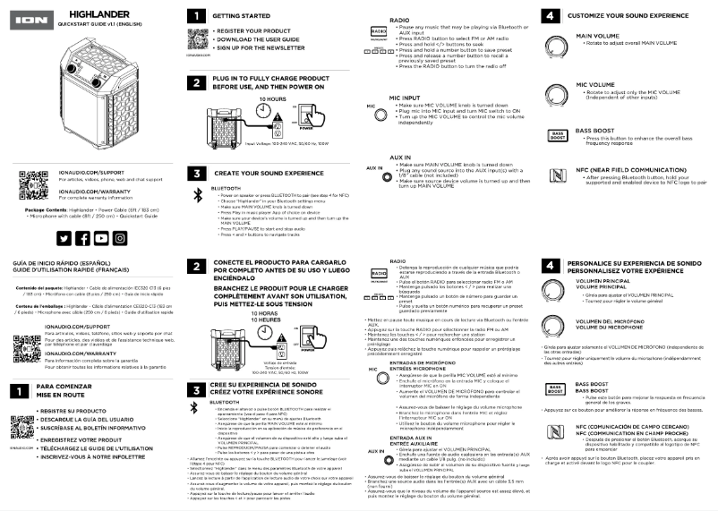 Page n°1 - Guide de démarrage rapide ION Highlander