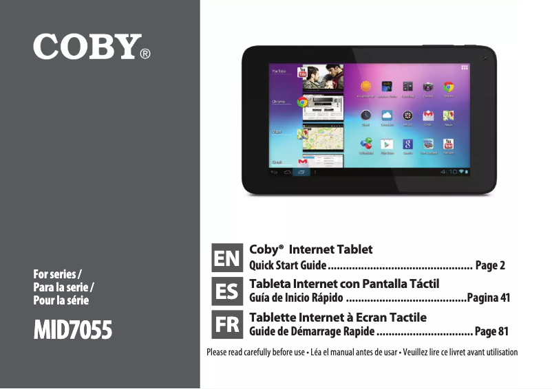 Page 1 de la notice Manuel utilisateur Coby Kyros MID7055