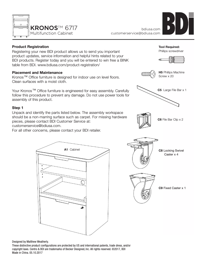 Page n°1 - Manuel utilisateur BDI Kronos 6717