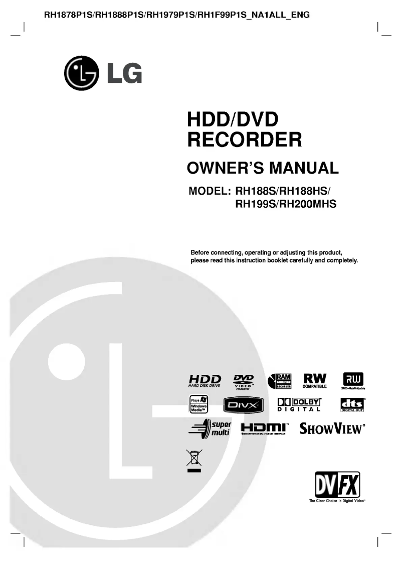 Page n°1 - Manuel utilisateur LG RH1878P1S