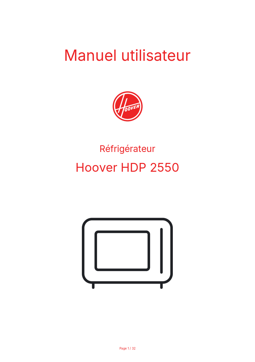 Image de la première page du manuel de l'appareil HDP 2550
