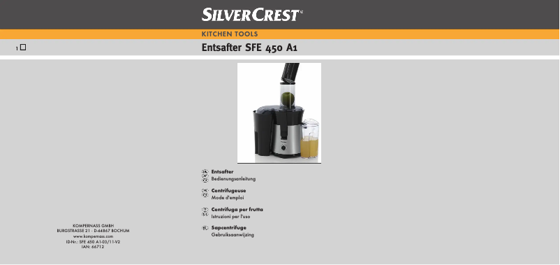 Page 1 de la notice Manuel utilisateur SilverCrest SFE 450 A1