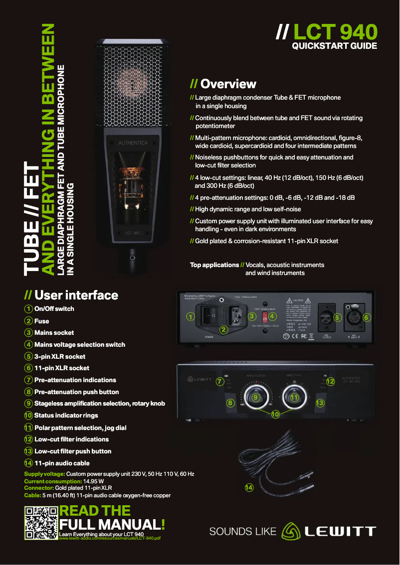 Page 1 de la notice Manuel utilisateur Lewitt LCT 940