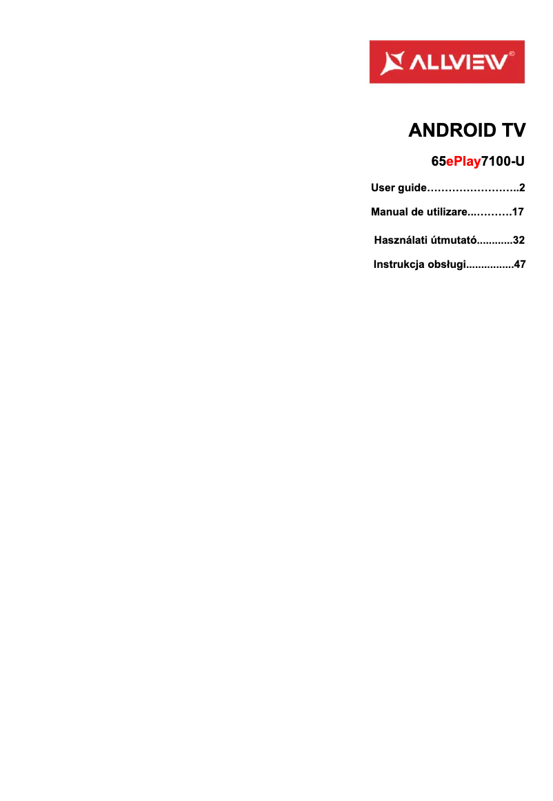 Page n°1 - Manuel utilisateur Allview 65ePlay7100-U