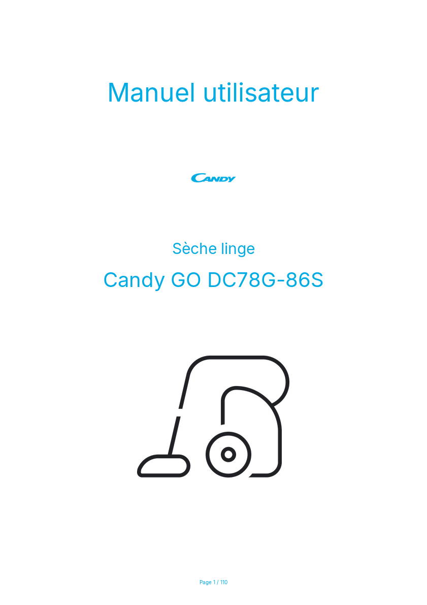 Page n°1 - Manuel utilisateur Candy GO DC78G-86S