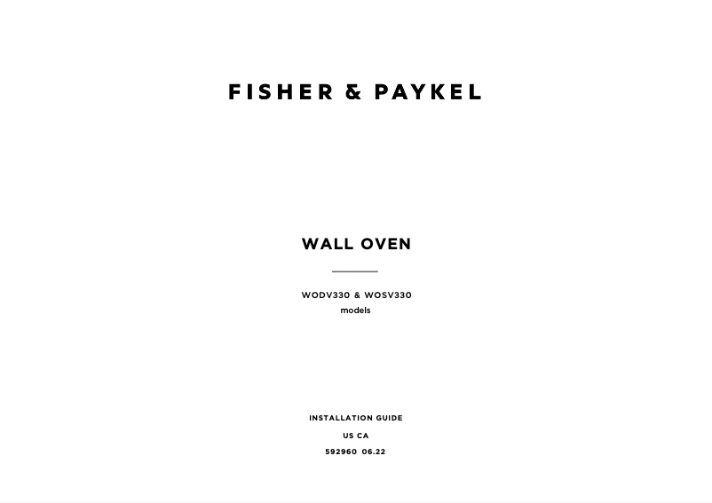 Page 1 de la notice Guide d'installation Fisher & Paykel WODV330