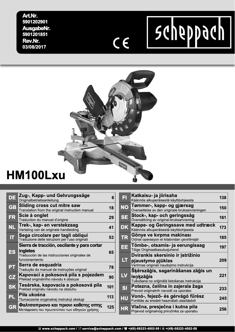 Page 1 de la notice Manuel utilisateur Scheppach HM100Lxu