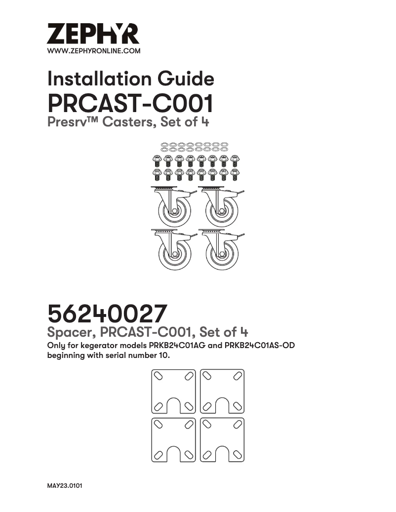 Page 1 de la notice Guide d'installation Zephyr Presrv PRR24C01AS-OD