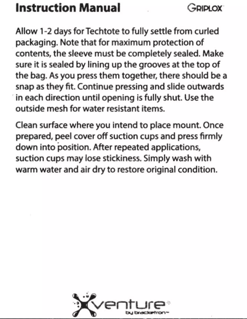 Page n°1 - Manuel utilisateur Bracketron Griplox XV1-968-2