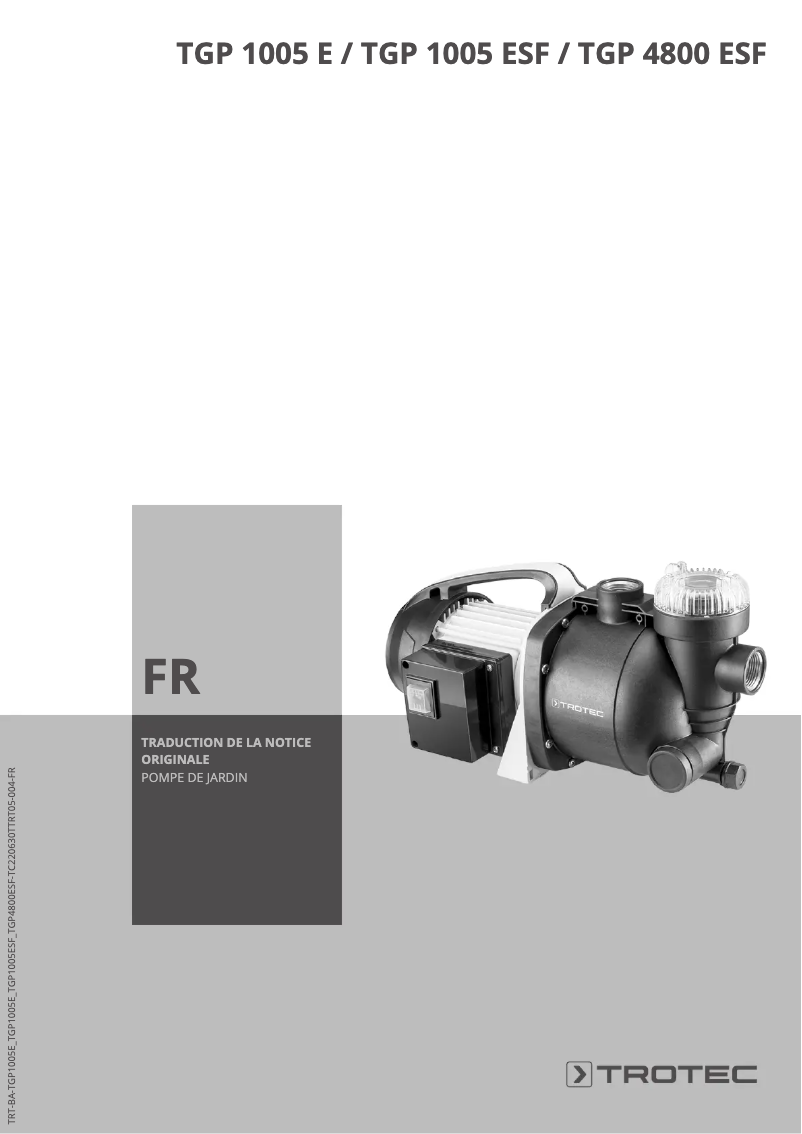 Page 1 de la notice Manuel utilisateur Trotec TGP 1005 E