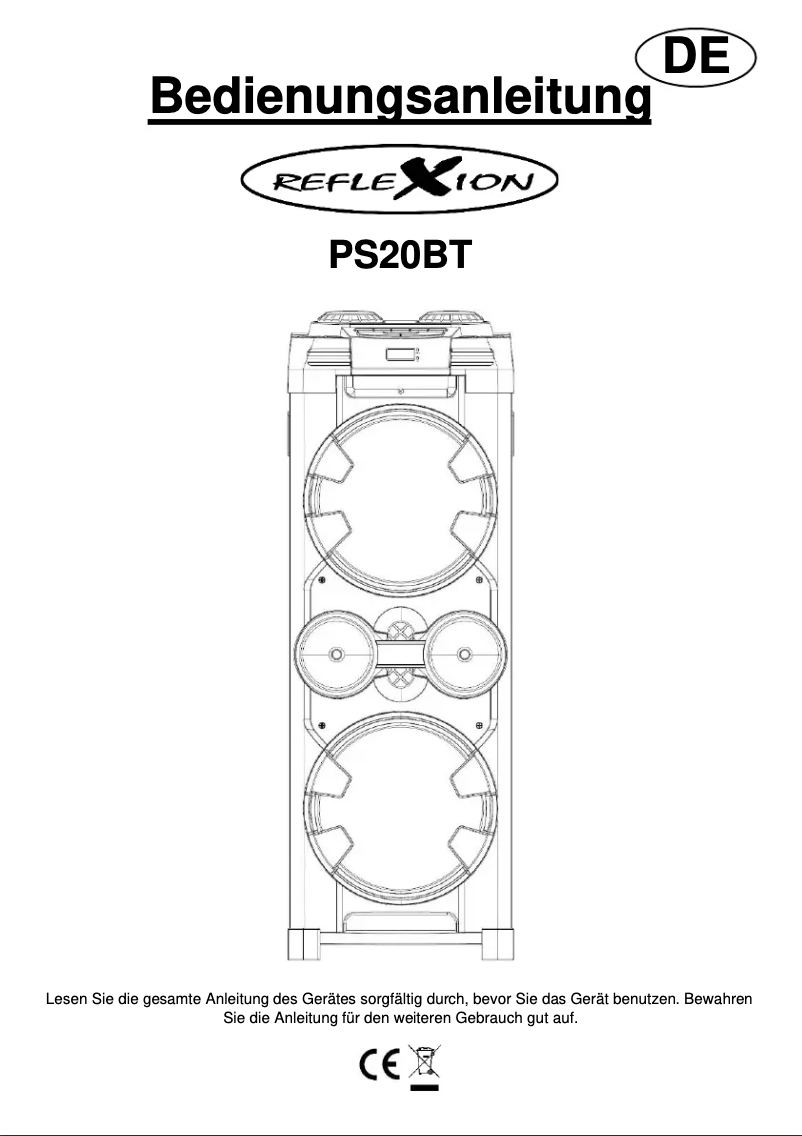 Page 1 de la notice Manuel utilisateur Reflexion PS20BT