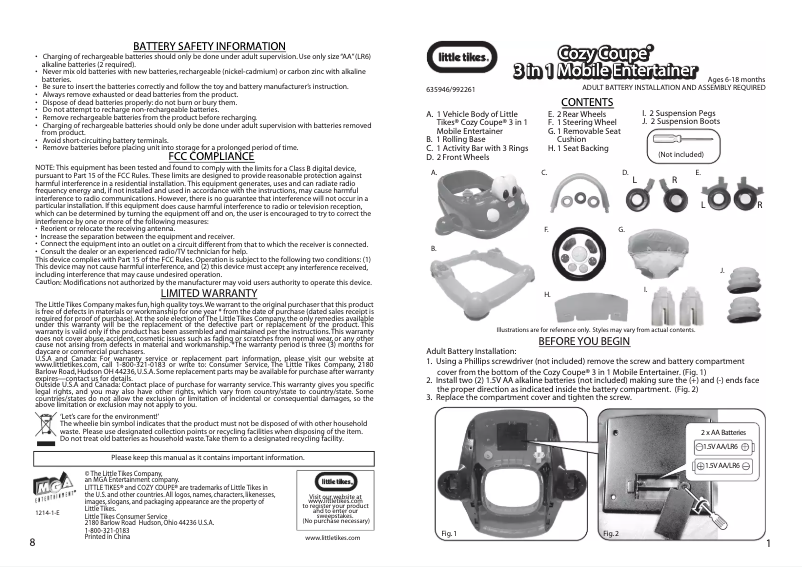 Página 1 del manual Manual de usuario Little Tikes Cozy Coupe 3 in 1 Mobile Entertainer Princess