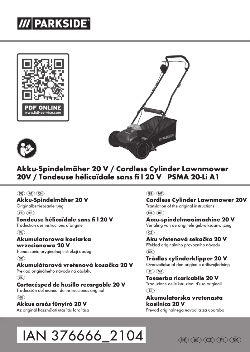 Page n°1 - Manuel utilisateur Parkside PSMA 20-Li A1