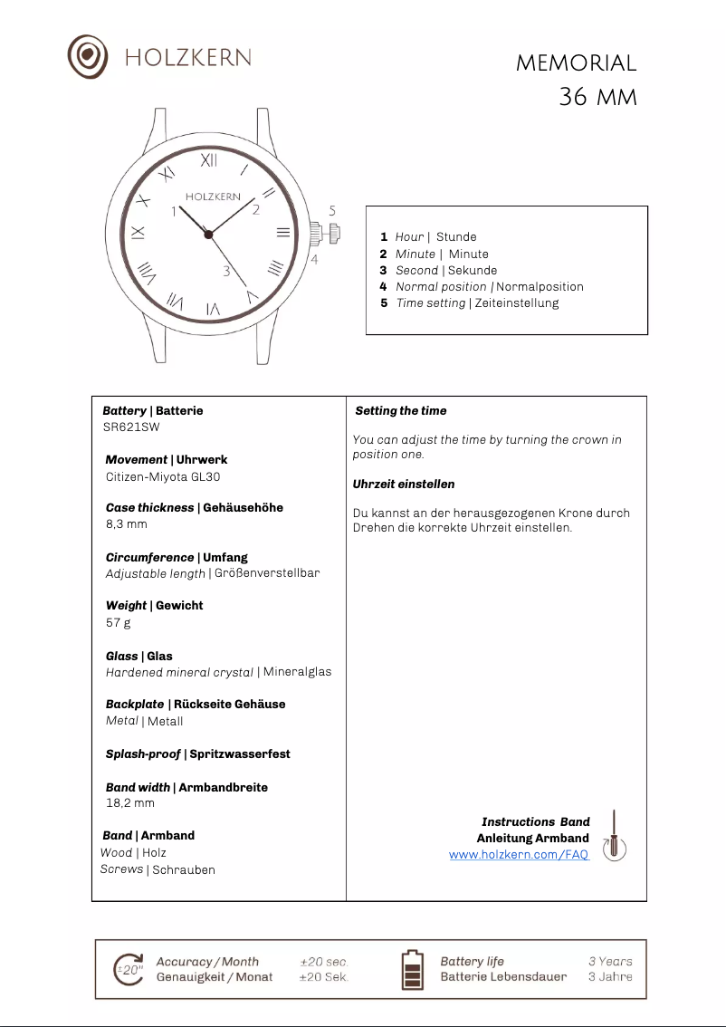 Page 1 de la notice Manuel utilisateur Holzkern Jeanne