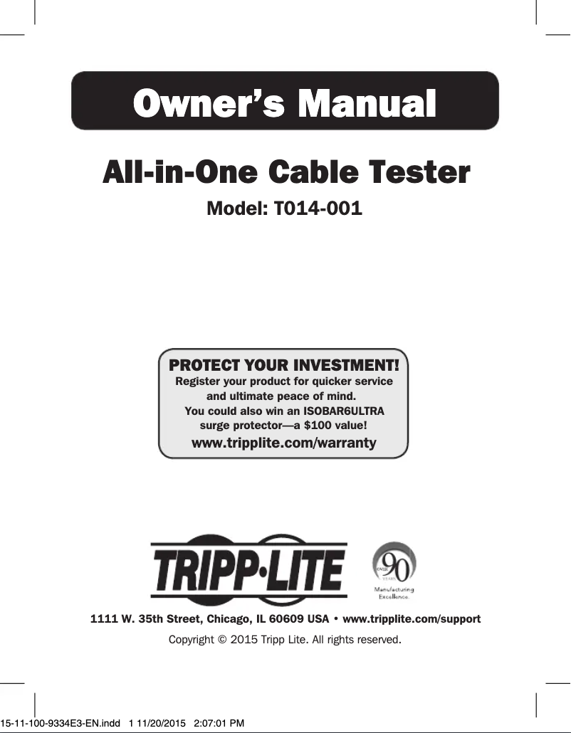 Page n°1 - Manuel utilisateur Tripp Lite T014-001